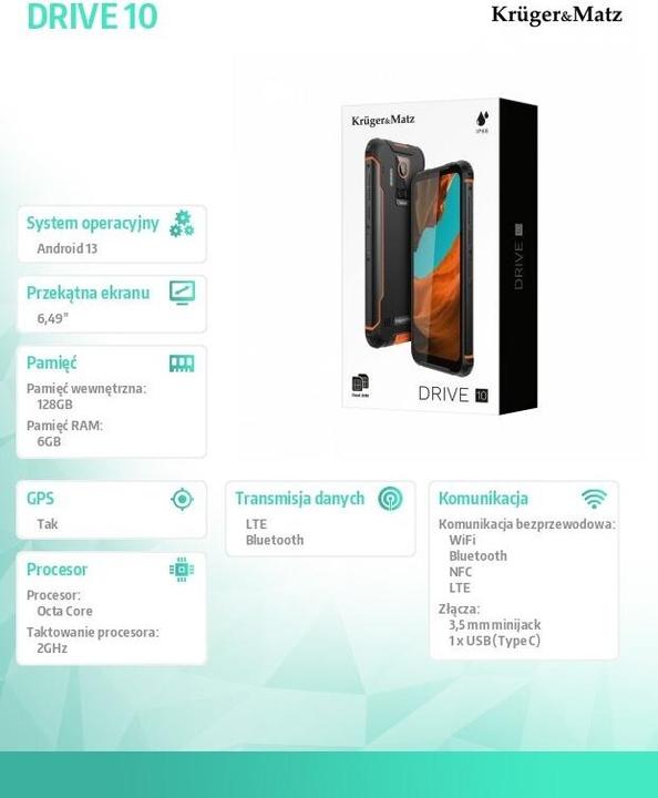Actual product image Krüger&Matz DRIVE 10 smartphone (128 GB, 6.50", 108 Mpx)