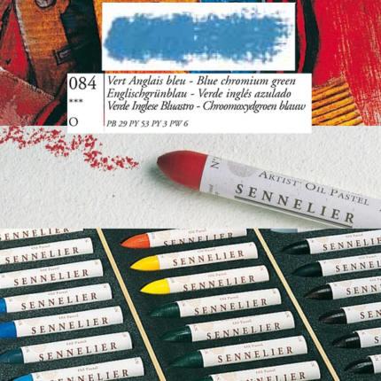 Actual product image Sennelier Oil Pastel Standard Size Vert Anglais Bleu 84 (084)