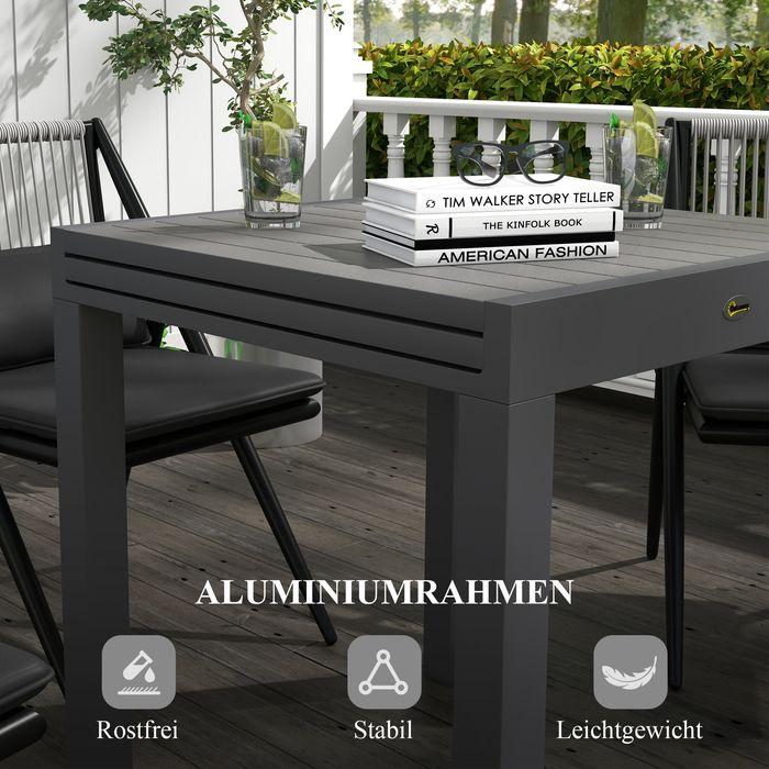 Produktbild Swisshandel24 Gartentisch Esstisch für 6 Personen Erweiterbar bis 70 belastbar Aluminium Grau 81/162x80x75cm (81 cm)