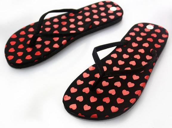 Immagine prodotto Hermex Donne Sexy Flip Flop Sandali Sandali Flipflop Nero Rosso Cuore/ Dimensione 38 (38)
