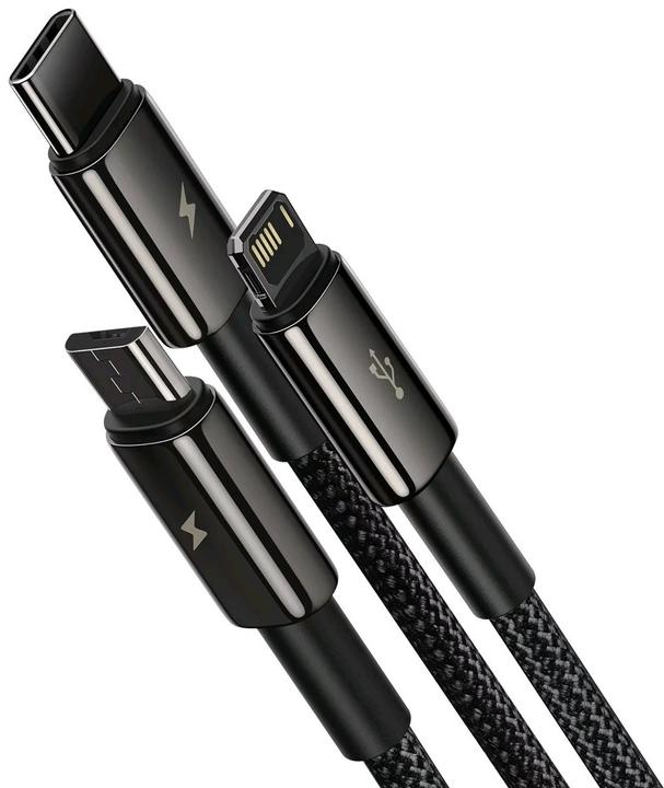 Actual product image Baseus USB A – USB C, Lightning, USB Micro B (1.50 m, USB 2.0, 66 W)