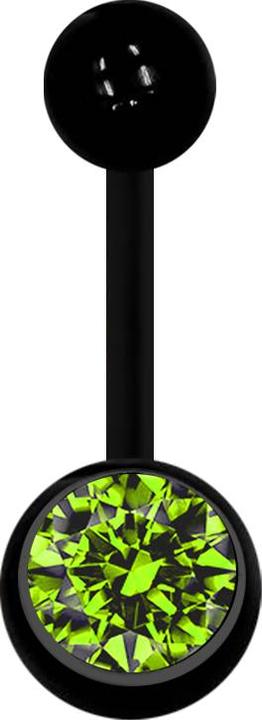Immagine prodotto Star Piercing Banana nera con sfera e cristallo verde chiaro (Acrilico, senza ottone)