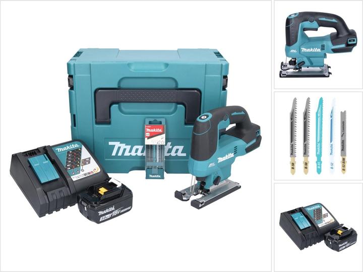 Makita DJV 184 RF1J Scie sauteuse à batterie 18 V Brushless + 1x batterie 3.0 Ah + chargeur + 5 pcs.