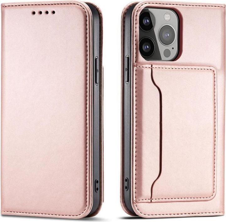 Actual product image Hurtel Magnet Card Case for iPhone 13 Pro Max Pouch Card Wallet Card Holder Pink (Apple iPhone 13 Pro Max)