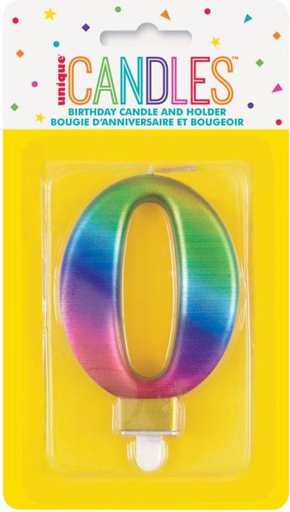 Produktbild Unique Regenbogenkerze "0", 8cm
