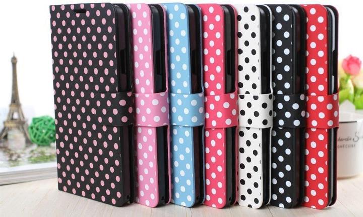 Produktbild König Design Schutzhülle Tasche (Flip Quer) für Handy Apple iPhone 6 Plus Rosa / Weiss (Apple iPhone 6 Plus)