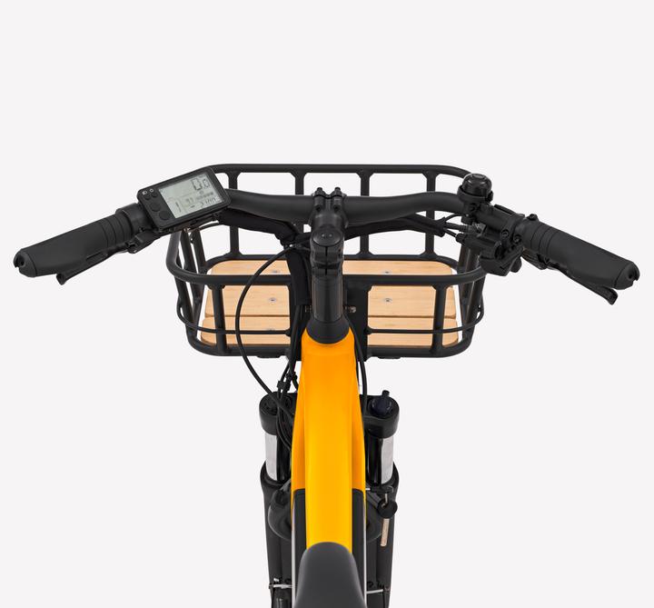 Actual product image Btwin E-cargo bike Cargobike R500E Longtail V2 yellow (44 cm)