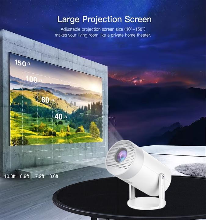 Immagine prodotto PhoneLook Proiettore Multimedia HG50 LED HD per home cinema con screen mirroring (Android 12, WiFi 6) (HD, 300 lm)