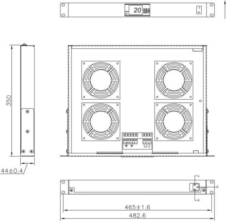 Produktbild Techly 4 Fan Unit for Rack 19 Black