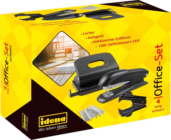 Produktbild Idena Office Set 4teilig Lochen und Heften schwarz