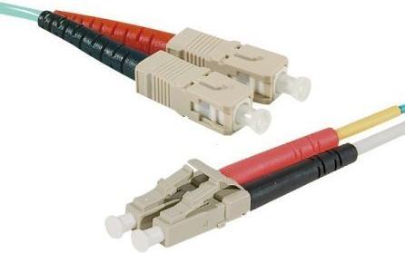 Image du produit Exertis Connect Câble patch FO HD, 50/125 µm, fibre OM3, SC duplex mâle/LC duplex mâle, aqua, 50,0 m UPC UPC-S (U/FTP, CAT6, 50 m)