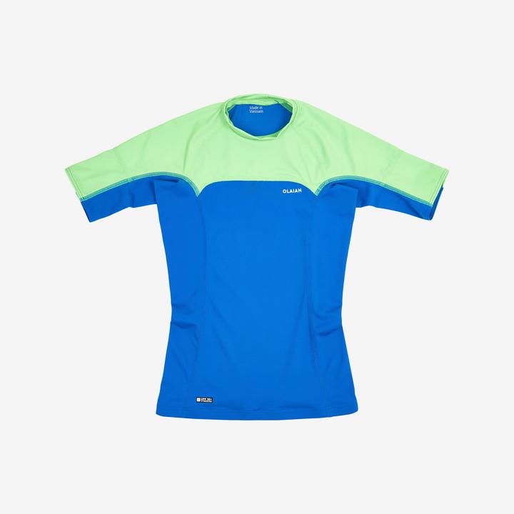 Image du produit Olaian T-shirt anti uv manches courtes Garçon - 500 vert et bleu