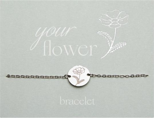 HCA Armband - "Your Flower" - Edelstahl - Cosmea (20 cm, Edelstahl)
