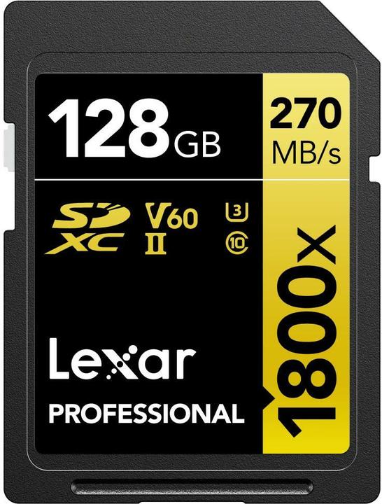Lexar Pro 1800x R270 SDXC (128 Go, SDXC, U3, UHS-II)