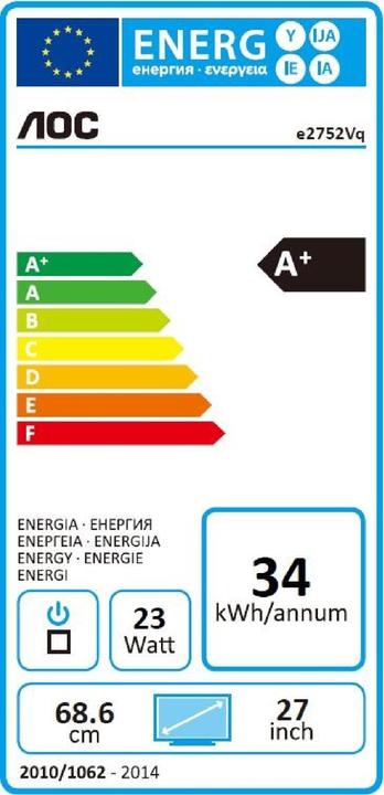 Energie-Label AOC E2752vq (1920 x 1080 Pixel, 27.01")
