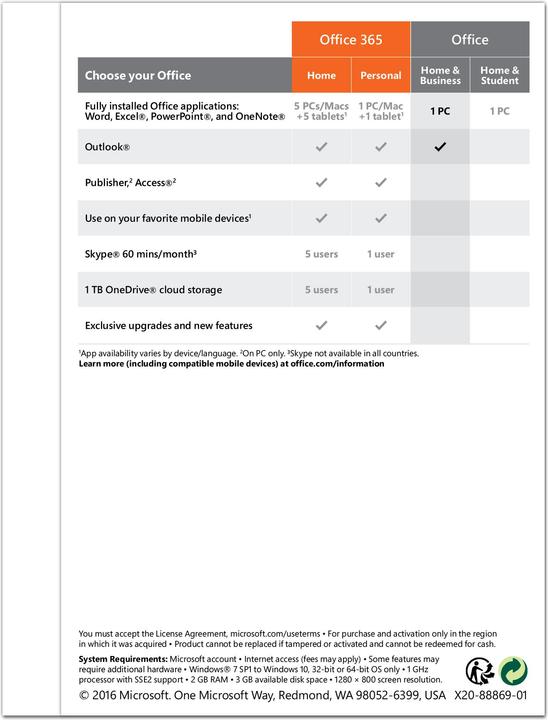Produktbild Microsoft Office Home & Business 2016 (1 User, unbegrenzt)