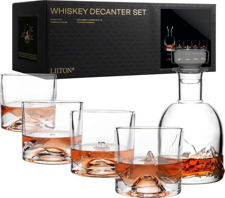 Actual product image Lite-On The Peaks whiskey glasses with decanter, 5-piece set (5 x, Whisky glass)