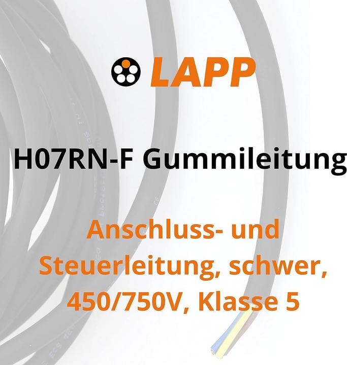 Produktbild Lapp 10 Meter 1600098 H07RN-F 1x6 mm² Gummileitung flexibel ohne Schutzleiter I UV-resistentes Kabel (10 m)