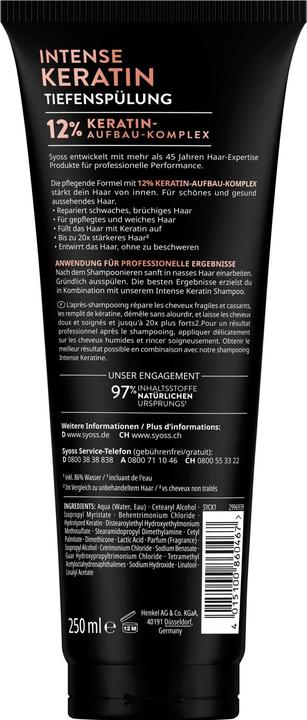 Image du produit Syoss Tiefenspülung Intense Keratin 250ml (250 ml)