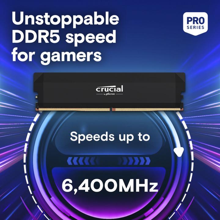Immagine prodotto Crucial Pro DDR5-6400 Kit 32GB 2x16GB UDIMM CL38 B Overclocking (2 x 16GB, 6400 MHz, RAM DDR5, U-DIMM)