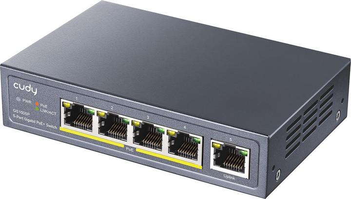 Immagine prodotto Cudy Switch di rete GS1005P Gigabit Ethernet (10/100/1000) Power over Ethernet (PoE) Grigio (5 Porti)