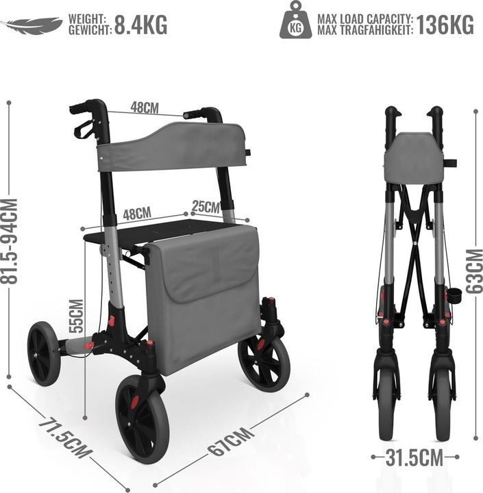 Actual product image Jago Rollator höhenverstellbar
