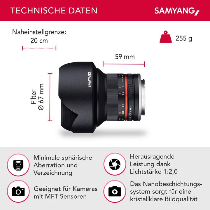 Immagine prodotto Samyang 12mm f/2 NCS CS (Micro Four Thirds, Micro Four Thirds)