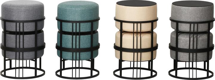 Produktbild En.Casa Multifunktionaler stapelbarer Sitzhocker Tas 2er Set rund Dunkelgrau