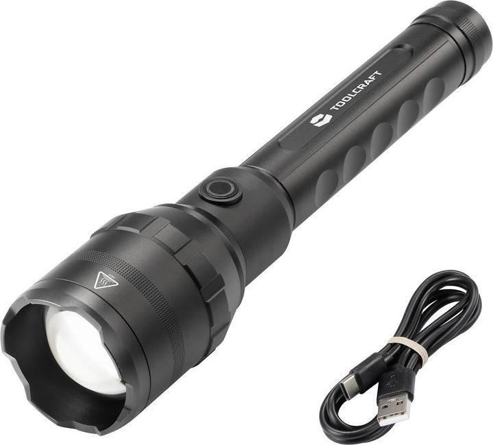 Produktbild Toolcraft LED Taschenlampe mit USB-Schnittstelle akkubetrieben 10.000lm 730g (27.65 cm, 10000 lm)