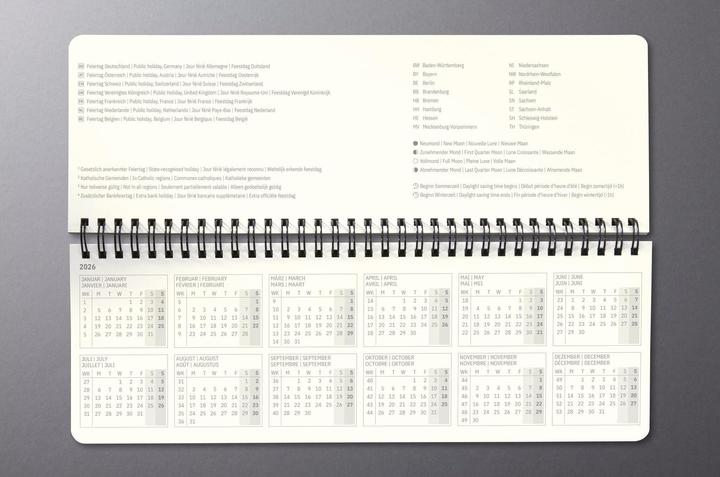 Nährwerte und Zutaten Sigel Tisch-Querkalender Conceptum 30 x 14,3cm, 2026, Blau (Englisch, Französisch, Niederländisch, Deutsch)