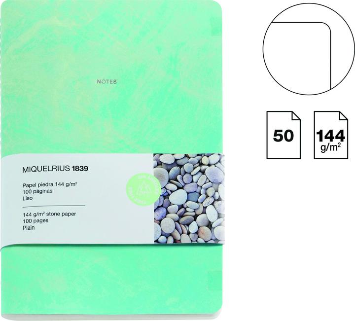 Actual product image Miquelrius Stone green notebook (A5, Plain, Hardcover)