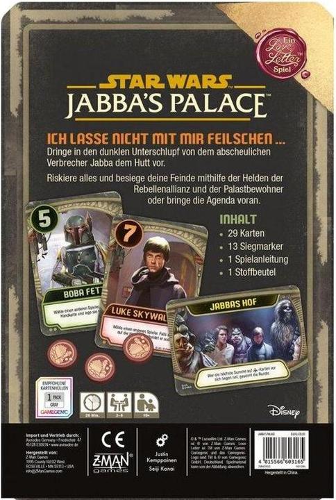Produktbild Z-Man Games ZMND0022 - Star Wars: Jabba's Palace, Ein Love Letter Spiel (DE-Ausgabe) (Deutsch)