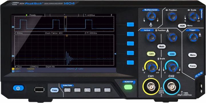 Actual product image Peaktech P 1404 Digital storage oscilloscope (CAT II 400V)
