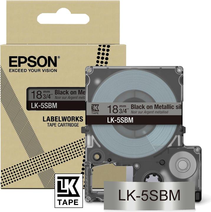 Epson Metallic Silver/Black 18mm LK-5SBM (1.80 cm, Silber)