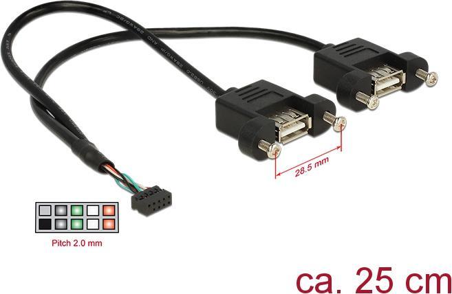 Actual product image Delock Pin USB 2.0/ 2 x USB 2.0 Type-A, 28 AWG, /s (0.25 m)
