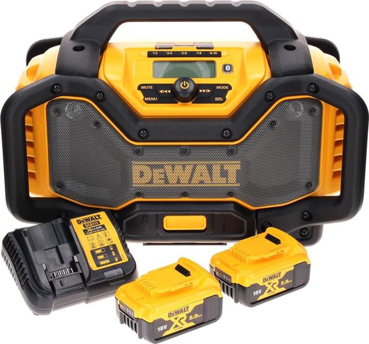 Image du produit DeWalt DCR 027 P1 Radio sans fil DAB+ 10,8-18,0 V + 2x batterie 5,0 Ah + chargeur (DAB+ DAB, FM, Bluetooth)