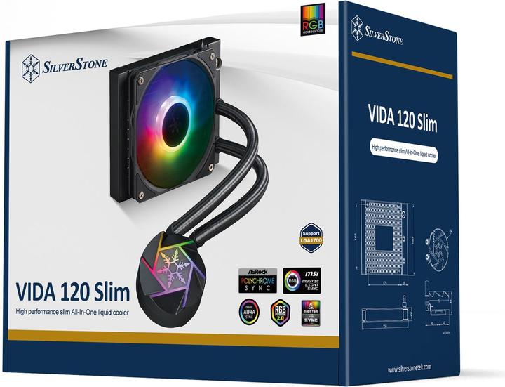 Immagine prodotto Silverstone SST-VD120-SLIM - Raffreddatore a liquido All-In-One sottile ad alte prestazioni, singolo 120 mm