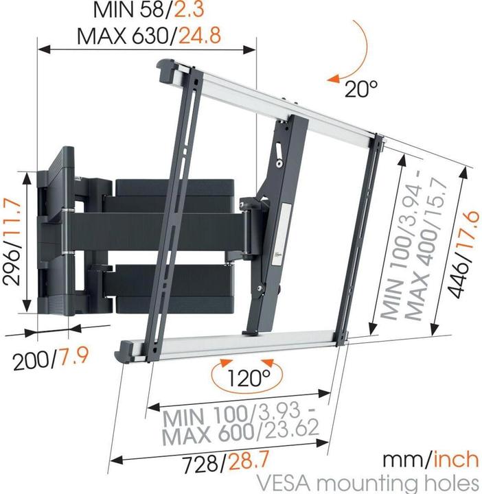 Produktbild Vogels Thin 550 (Wand, 100", 70 kg)