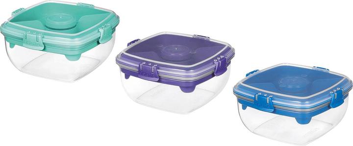 Sistema Salad box to go with cutlery 1,1 l 16,5x16,5x8,5cm assorted colors