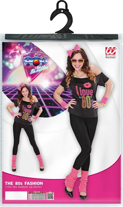 Actual product image Widmann 80's Girl Shirt: With Cuffs And Hair Bow (XL, XXL)