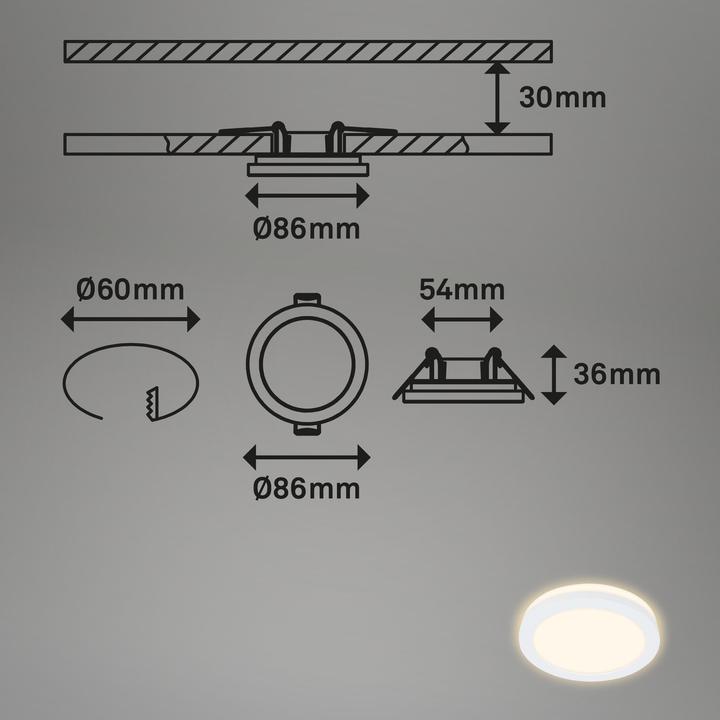 Produktbild Briloner LED-Einbauleuchten, 3er-Set, weiss, 3xLED-Platine/3W (350 lm)