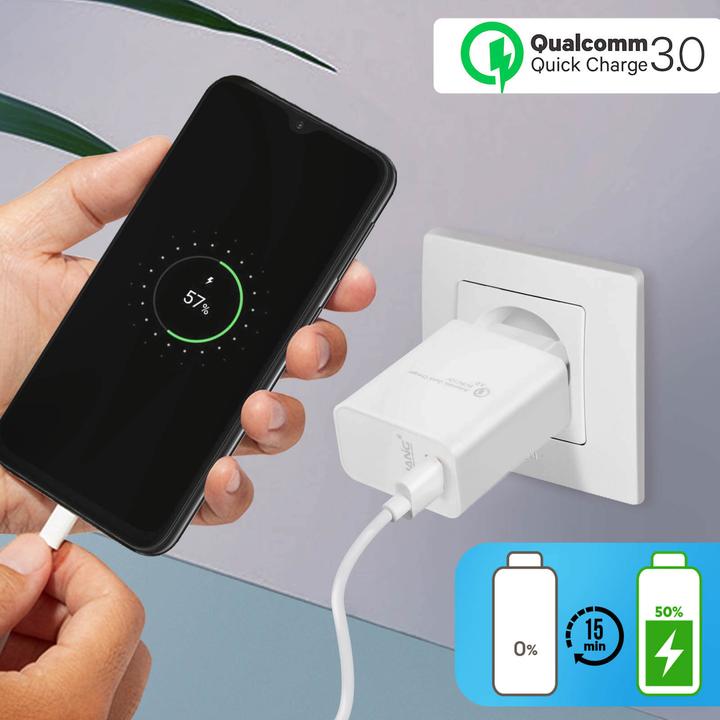 Produktbild Avizar Qualcomm Quick Charge 3.0 3A Netzteil + Micro-USB Kabel (18 W)