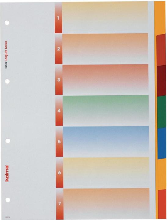 Actual product image Kolma Index A4 superstrong blank 7-piece coloured
