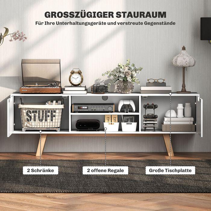 Actual product image Swisshandel24 TV-Schrank, Fernsehtisch für Fernseher bis zu 65 Zoll, Lowboard mit 2 Schränken