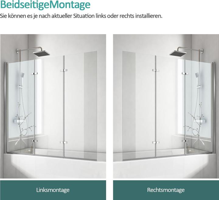 Produktbild Emke Duschwand für Badewanne (120 cm, 120 cm, 140 cm)