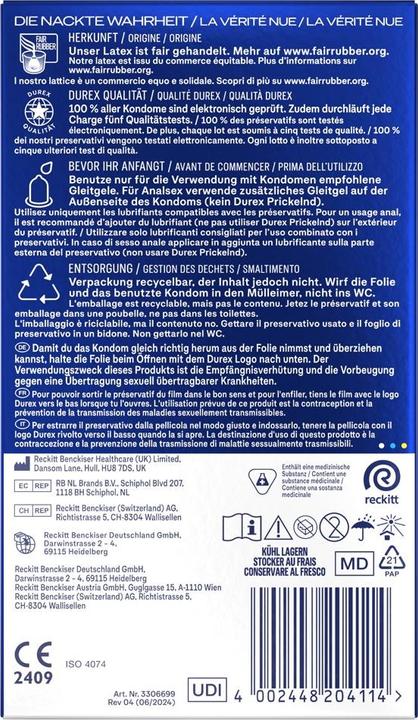 Nutritional values and ingredients Durex Performa (10 pcs.)