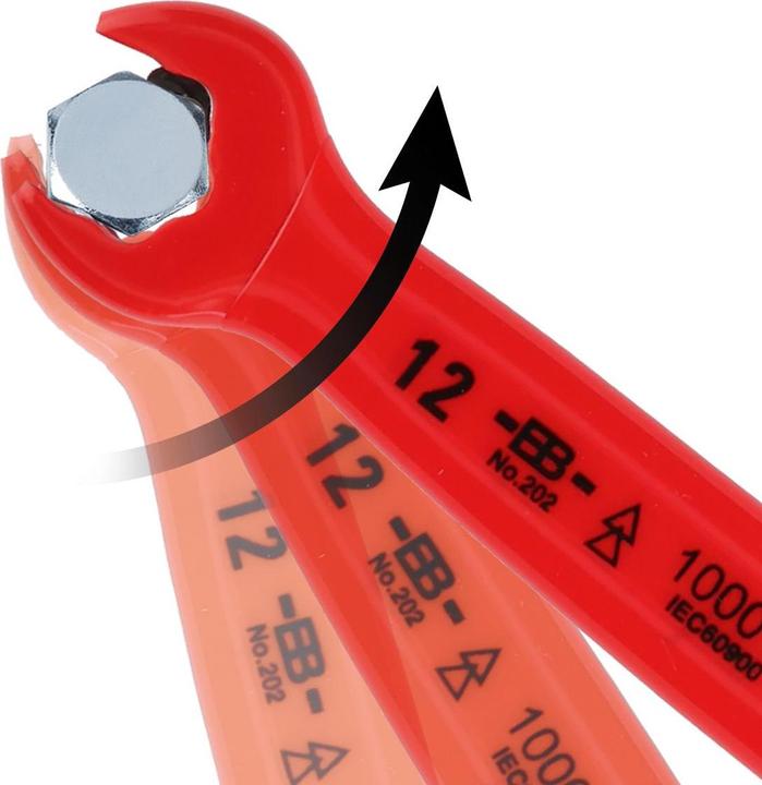 Produktbild KS Tools Ratschen-Maulschlüssel mit Schutzisolierung, 15° Gabelstellung, 12 mm (12 mm)