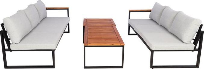 Produktbild Mendler Garten-Garnitur HWC-L26, Metall Akazie Holz, hellgrau