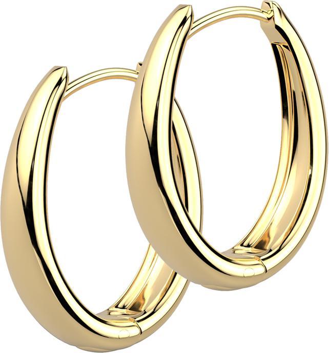 Star Piercing Ohrring zum Klappen vergoldet Oval breit (ohne Messing, Chirurgenstahl 316L)