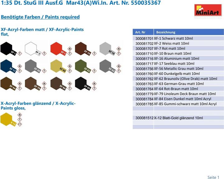 Produktbild Mini art StuG III Ausf. G March 1943 Alkett Prod w/Winter Tracks. Interior Kit
